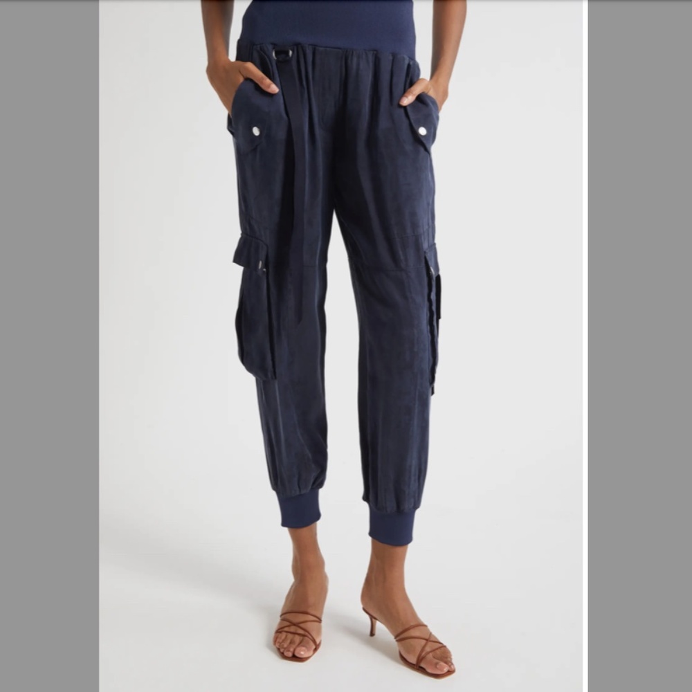 NEW Harmony Washed Satin Twill Cargo Parachute Pants Cinq à Sept xs